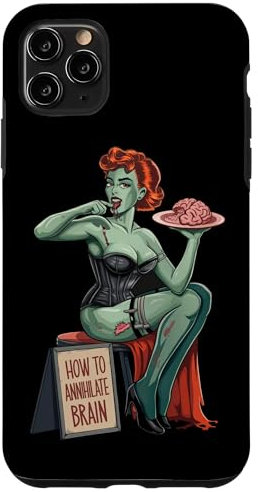 iPhone 11 Pro Max Retro Zombie Pin Up Girl Burlesque Vintage Horror Halloween Case