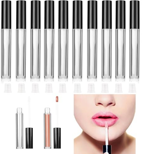 CHENYU Pack of 12 Lipgloss Behälter 10 ml Mini Make up Behälter Refillable Lip Balm Container DIY Mini Lipgloss Behälter Transparentes Make up Tool für Schwarz