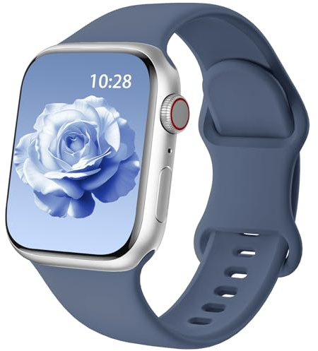 Silikon Ersatzarmband für Sport Apple Watch Armband 40mm 41mm 42mm 38mm | Patented Armband für AppleWatch 44/45/46/49, Band für iWatch SE 3 2 1 Series 12 11 10 9 8 7 6 5 4 3 2 1 Ultra Herren Damen