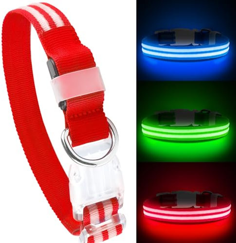 Feycig Leuchthalsband Hund USB Aufladbar - LED Hundehalsband Leuchtend Wasserdicht Leuchtendes Hunde Halsband Einstellbare für Kleine Mittlere Große Hunde, 3 Modi
