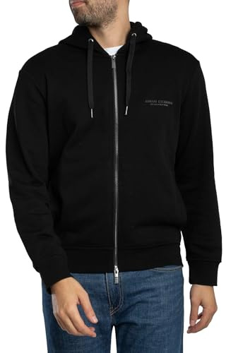 Armani Exchange Herren Genuine Cotton, Zipped, Long Sleeve Side Logo Hooded Sweatshirt