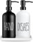 Glass Soap Dispenser Set: Modern Kitchen Sink Soap Dispenser Set of 2 with Ceramic Tray 500ML/17oz Bathroom Hand Wash Bottles,for Liquid Hand Soap, Shower Gel, Body Wash, Lotion (Black & White)