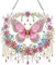 Barlone Diamond Painting Fensterbilder, Diamond Painting Schmetterling Türkranz Anhänger, Fensterdeko Frühling Hängend, mit Kette, Wandbehang Kits für Fenster Wand Und Eingang Decor