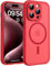 TOCOL Magnetic for iPhone 15 Pro Max Case 6.7-Inch, Fit for MagSafe, Upgraded [Full Camera Protection], [14FT Military Grade Drop Tested] Shockproof Slim Translucent Matte Back Cover (Red)
