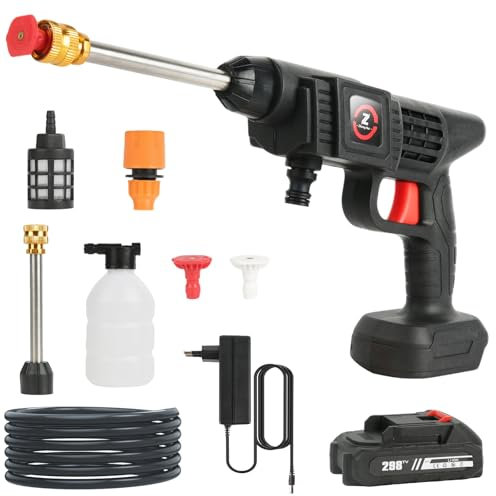 Hidrolimpiadora Bateria - 21V MAX 35 Bar Hidrolimpiadora de Alta Presion Batería, Press & Clean Pistola Lavado, Hidrolimpiadora de Bateria, para Coche, Limpieza De Suelos (con 1x6000mAh Batería)