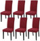 FRKOKRFA Stuhlhussen 6er Set Dehnbare Esszimmer Stuhlberzug, Abnehmbare Waschbar Stuhlübezug, Moderne Elastische Hussen für Haus, Hotel, Bankett, Partys Deko und Hochzeit (Rot)