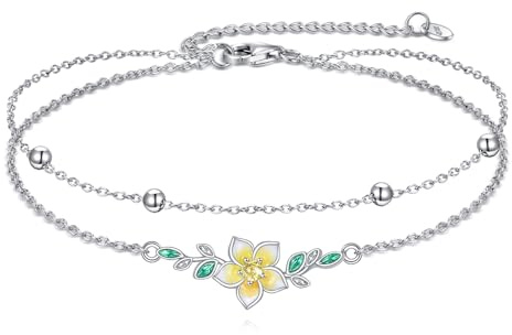 YFN Hibiskus Blume Armband 925 Sterling Silber Hibiskusblüte Armband Mode Blume Schmuck Geburtstag Geschenk für Damen Mutter Großmutter