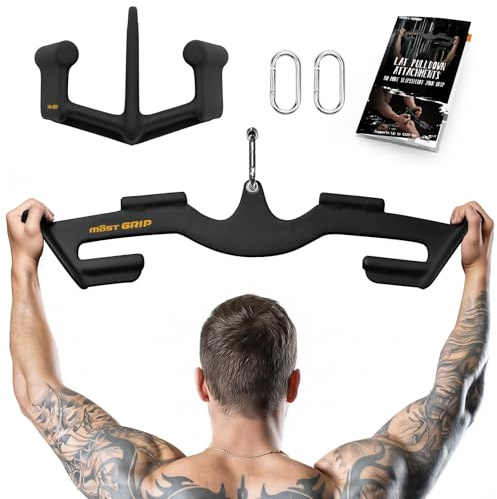 MOST GRIP 2-PCS Set LAT Pulldown Attachments for Back Training | LAT Pull Down Bars, Triangular Stability Non-Slip Cable Machine Attachment for Gym Home Workout Whole Back Training