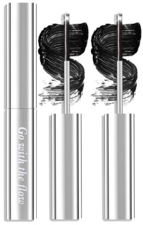 Prreal 2PCS Metal Mascara, 6D Curling Eyelash Iron Metal Wand Mascara | Long Lasting, Non-Clumping Flake Proof Bristle Less Prime Lash Mascaras, Smudge Proof Black Mascaras Long Lashes