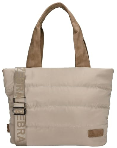 ZEBRA trends - Damen Shopper leicht & praktisch - Helles Taupe | Umhängetasche mit Innenfächern, Handytasche, großem Trennfach, Schlüsselhalter, verstellbarer abnehmbarer Schultergurt
