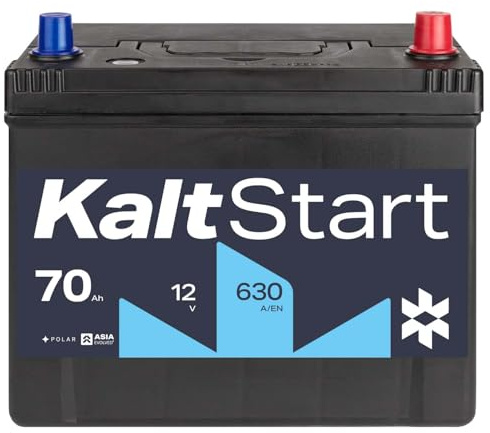 KaltStart BATTERIEN ASIA A70R Autobatterie 12V 70Ah 630A/EN Starterbatterie Plus-Pol Rechts 30% mehr Startleistung ersetzt 65Ah 77Ah