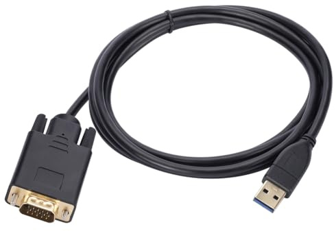 Koolenry Câble USB 3.0 vers VGA 1,8 M, Convertisseur USB 3.0 Mâle vers VGA Mâle 1080p, pour Ordinateur Portable, Projecteur Vidéo Externe UHD.