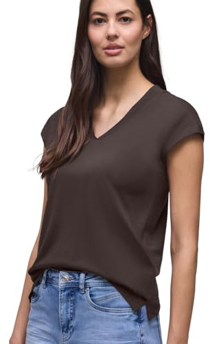 Street One Dropped Shoulder Shirt mit V-Neck Espresso Brown 44
