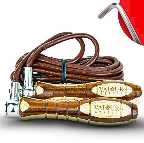 Valour Strike Leather Weighted Skipping Rope | Weighted Jump Rope for Boxing, Fitness Training, HIIT, MMA, Exercise | Leather Skipping Ropes for Men, Women & Outdoor Skipping Rope