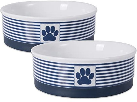 Bone Dry, Paw & Patch, Keramik-Haustier-Kollektion, mittelgroß, 15,2 x 5,1 cm, nautisches Blau, 2 Stück