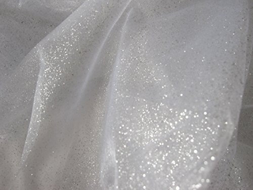 Organza Stoff GLITZER in WEISS Meterware inspiriert von Eiskönigin