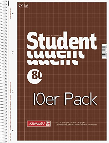 Brunnen 1067943 Notizblock / Collegeblock Student (A4, rautiert 70 g/m² 80 Blatt) 10er Pack