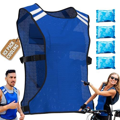 New Home Innovations Cooling Vest | 8 x Body Ice Packs for Double Cooling Time - #1 Ice Cool Vest for MS - Sport - Motorcycle - Cooking - Mascot - Cosplay Adjustable Cooling Shirt