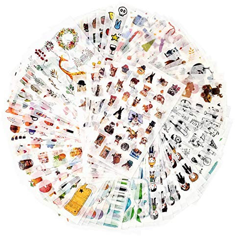72 Blätter Scrapbooking Sticker Journal Sticker Erwachsene Washi Aufkleber Planner Aufkleber Decor Aufkleber 12 Themen Sortiert für Tagebuch Notizbuch DIY Kunst und Handwerk (Innocence)