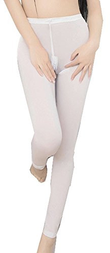 Lazutom Sexy Damen-Leggings mit offenem Reißverschluss im Schritt Gr. One size , weiß