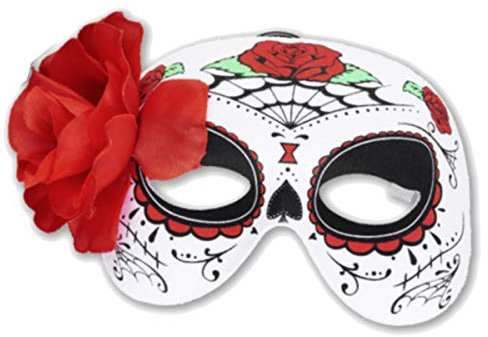 kaiser24 Mexikanische Totenmaske La Catrina Halbmaske Halloween Sugar Skull Tag der Toten Day of The Dead Dia de los Muertos Calavera (Halbmaske Blume (geprintet) (3299056))