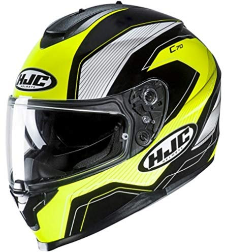 HJC Helmets Unisex – Erwachsene Nc Motorrad Helm, Schwarz/Weiss/Fluo, S