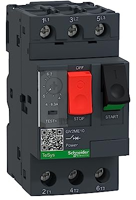 Schneider Electric | GV2ME10 - Motorschutzschalter, 3p, 4-6,3A, Tasterbetätigung, Schraubanschluss - 45 x 89 x 78.2 mm