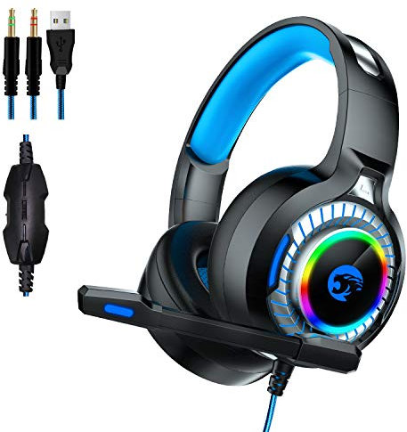 FOOSKOORJ Cuffie Gaming Cuffie Stereo Gaming Headset per Xbox One PS4 PC, Cuffie da Gioco Audio 4D con cancellazione del Rumore