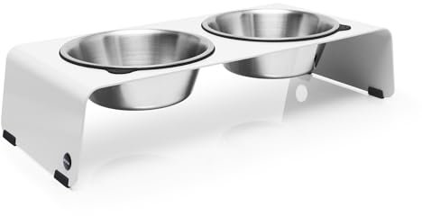 Jaska ARC Gamelle surélevée pour chien en acier inoxydable et acier (blanc, L)