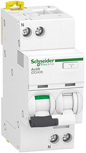 disjoncteur différentiel - idd40k - 1p+n - 16a - courbe c - 30 ma - type ac - 4.5 ka - schneider electric a9dk1616
