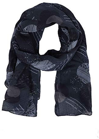 Zwillingsherz Seiden-Tuch im stilvollen Design - Hochwertiger Schal für Damen Mädchen - Halstuch - Umschlagstuch – Pashmina - Loop - weicher Schlauchschal für Frühjahr Sommer Herbst Winter - navy