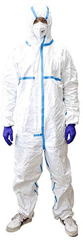neoLab Schutzanzug gegen Infektionserreger, gemäß EN14126, Gr. XXXL | 2-0725, Weiß/Blau
