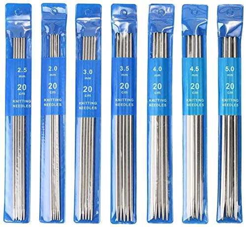 Stricknadeln Set, ARPDJK 35 Stücke 2mm - 5mm Metall Doppelspitz Stricknadeln 20cm lang für Anfänger Erwachsene - 2mm 2,5mm 3mm 3,5mm 4mm 4,5mm 5mm