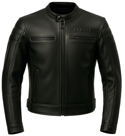 BI ESSE - Chaqueta de piel de moto para hombre, estilo vintage, color café race, con protecciones extraíbles certificadas CE, motociclista custom