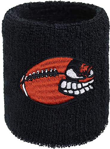 Schweissband mit Football Stickerei Bestickt & Absorbierendes Frottee Designer Schweißband | Wristband Footballarmband Geschenk für Footballspieler Gym Schweiß-Armband