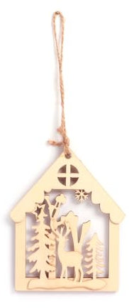 Hängeleuchte aus Holz für Weihnachten, 12,8 x 10,3 cm, 1 Stück