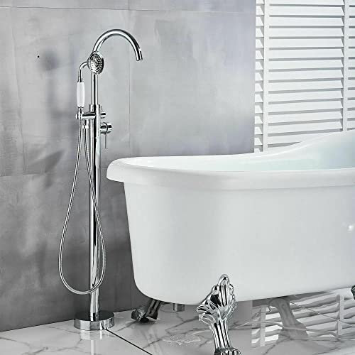 Gnailur Badewanne Duscharmatur freistehend 2-Griff Heiß- und Kaltwassermischer Handbrause