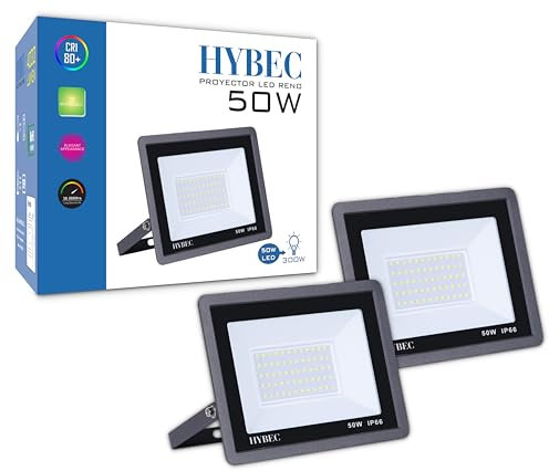 CLAR - Foco LED Exterior 50W, Foco LED interior, Proyector LED o Focos, Luz exterior led Jardín, Blanco Frío 6500ºK