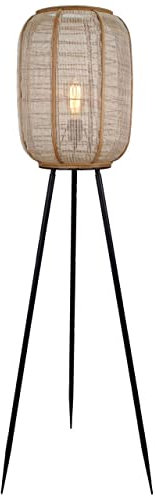 BRILLIANT Lampe, Tanah Standleuchte dreibeinig schwarz/natur, 1x A60, E27, 42W, Mit Fußschalter