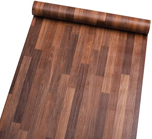 Self Adhesive Wood Butcher Block Contact Paper for Kitchen Countertop Cabinets Door Table Desk Furniture Decal Wallpaper 15.7X117 Inches (Dark Color)