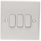 kenable 3 pandillas 2 vías 10A triple luz interruptor redondo placa frontal blanca [3 bandas (2 vías) interruptor de luz]