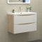 HAPAOSO Waschtisch mit Unterschrank 80 cm Breit Weiss + Holzfarbe Badmöbel Set Hängend 2 Soft-Close Schubladen MDF-Platte