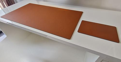 PM Schreibtischunterlage Echt Leder cognac braun mit Mauspad Rindsleder (60cm x 40cm)