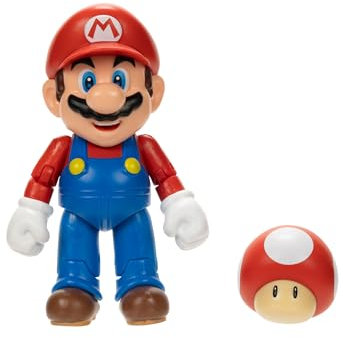 Nintendo Super Mario - Figura snodata Mario da 10,2 cm, con fungo Power Up, età 3+ (licenza ufficiale)