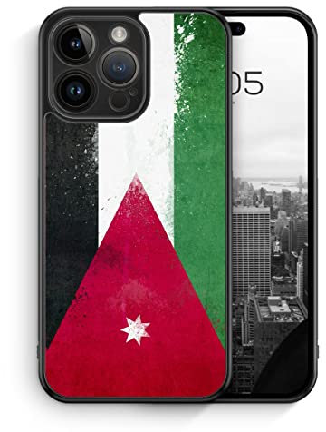 MUNIQASE Jordanien Grunge - Silikon Hülle für iPhone 14 Pro Max - Jordanische Schutzhülle Handyhülle Case Cover