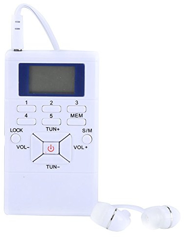 Vikye Tragbares Radio, LCD-Display, UKW-Radio, Hochempfindlicher Digitalsignal-Funkempfänger mit 24-Stunden-Digitaluhr, Kopfhörer(Weiß)