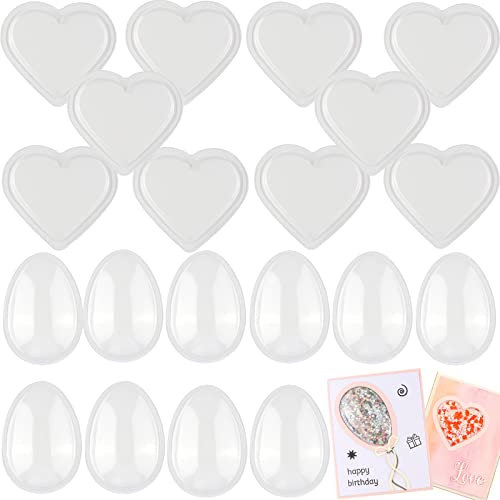 20 Stück Herzen und Eier/Ballon 3D-dimensionale Shaker-Kuppeln zum Hinzufügen von Maßen zu Shaker-Karten Kunststoff transparent geschwollene Shaker Abdeckungen für Kartenherstellung ohne Stanzformen