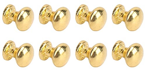 AMONIDA Miniature Handle Knobs, 1:12 Scale Round Head Rustproof Simple Installation 8pcs Dollhouse Miniature Handle Knobs Simple Style for Cabinets (Golden)
