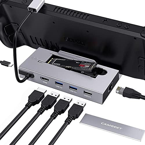Steam Deck 7-in-1 Docking Station Mit M.2 NVME SSD Gehäuse, HDMI 2.0 4K@60Hz, PD 100W, USB 3.0, 1000M Ethernet, USB 2.0 - Zubehör