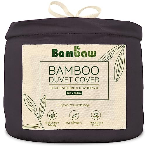 Bambaw Bambus Bettwäsche 240x260 cm, Deckenbezug Bambus, atmungsaktive, umweltfreundliche und hypoallergene Bettwäsche, 100% Bambusfasern kühlender Deckenbezug (Anthrazit)